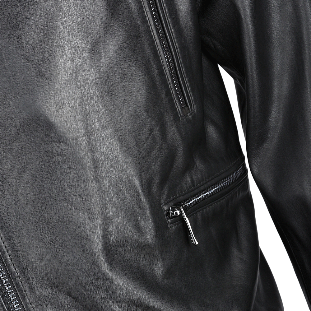 Vegetable Tanned Leather  Biker Jacket Black: EM 102