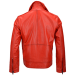 Vegetable Tanned Leather  Biker Jacket Red: EM 102