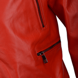 Vegetable Tanned Leather  Biker Jacket Red: EM 102