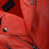 Vegetable Tanned Leather  Biker Jacket Red: EM 102