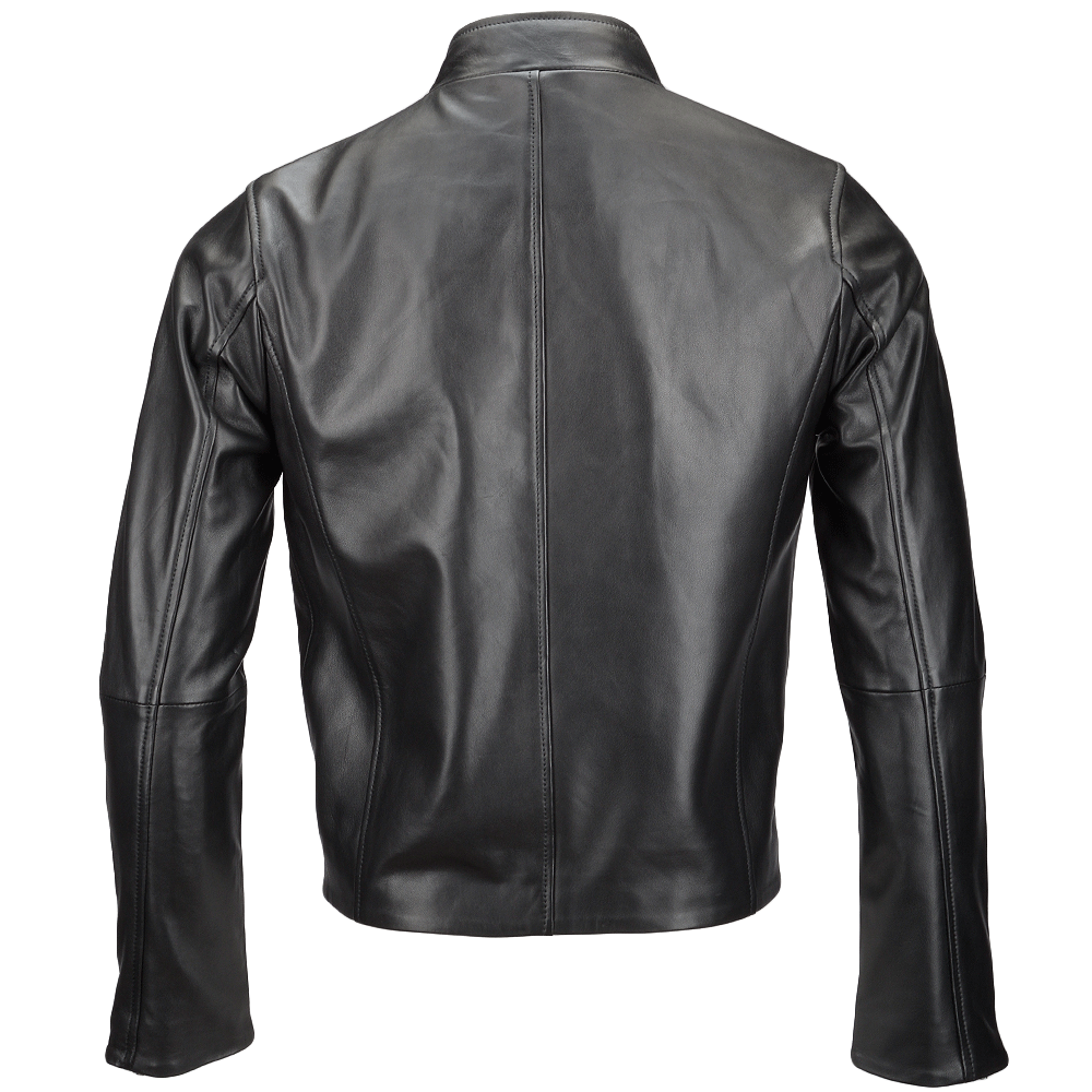 Vegetable Tanned Leather  Side Zip Biker Jacket Black: EM 103