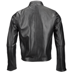 Vegetable Tanned Leather  Side Zip Biker Jacket Black: EM 103