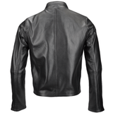 Vegetable Tanned Leather  Side Zip Biker Jacket Black: EM 103