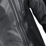 Vegetable Tanned Leather  Side Zip Biker Jacket Black: EM 103