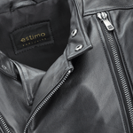 Vegetable Tanned Leather  Side Zip Biker Jacket Black: EM 103