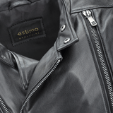 Vegetable Tanned Leather  Side Zip Biker Jacket Black: EM 103