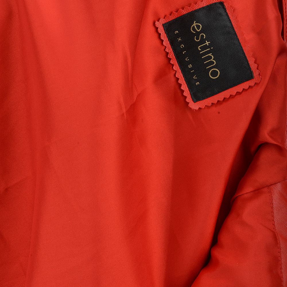 Vegetable Tanned Leather  Side Zip Biker Jacket Red: EM 103