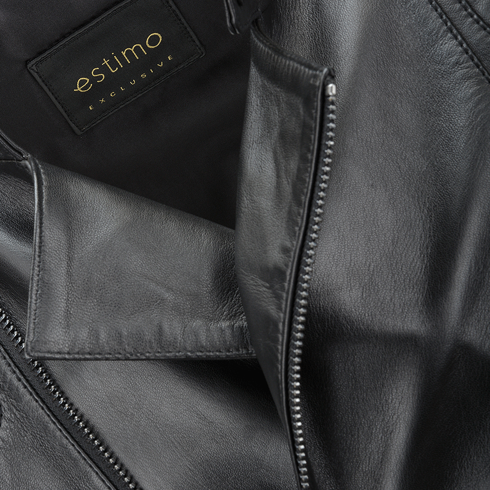 Vegetable Tanned Ribbed Leather Jacket Black: 1716