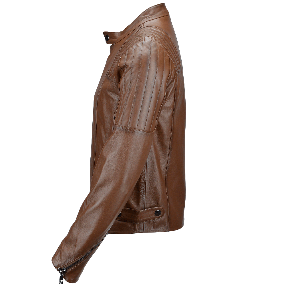 Vegetable Tanned Ribbed Leather Jacket Camel: 1716