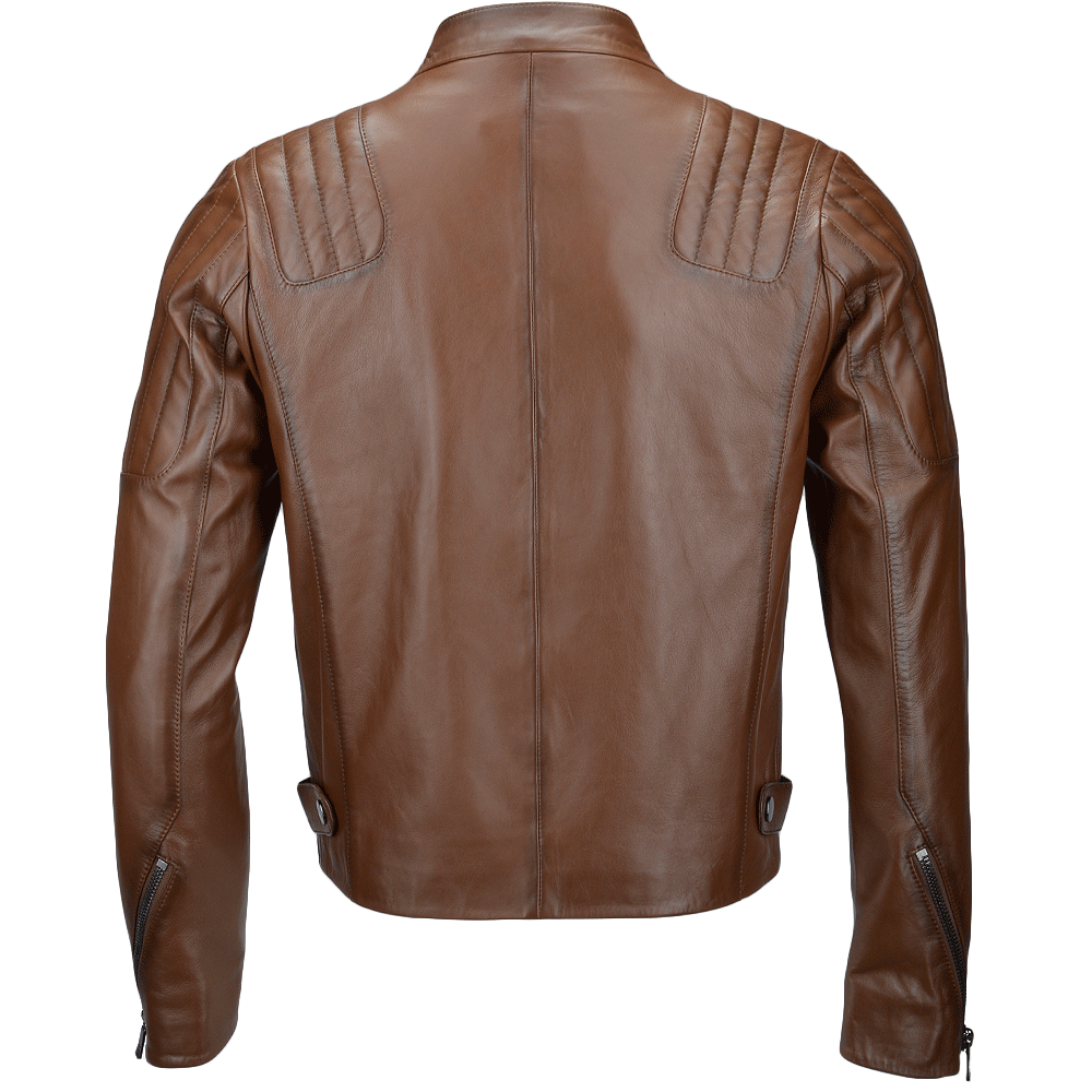 Vegetable Tanned Ribbed Leather Jacket Camel: 1716