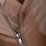 Vegetable Tanned Ribbed Leather Jacket Camel: 1716