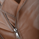 Vegetable Tanned Ribbed Leather Jacket Camel: 1716