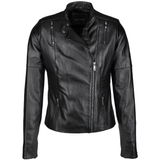 Vegetable Tanned Leather Biker Jacket Black: Z-2003