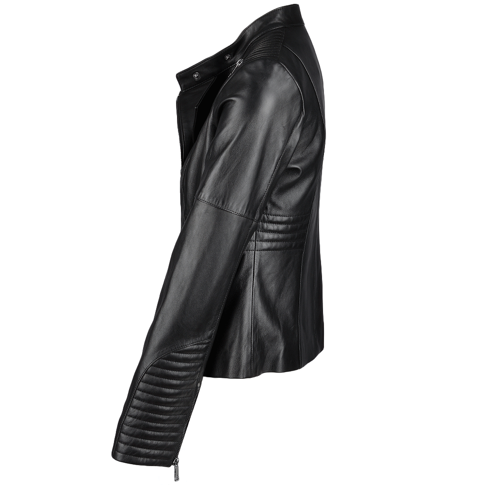 Vegetable Tanned Leather Biker Jacket Black: Z-2003