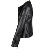Vegetable Tanned Leather Biker Jacket Black: Z-2003