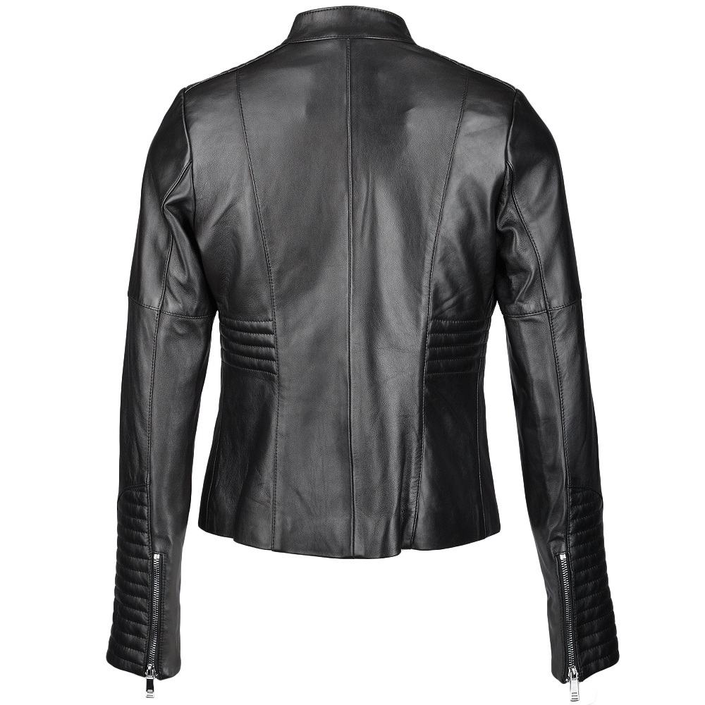 Vegetable Tanned Leather Biker Jacket Black: Z-2003