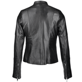 Vegetable Tanned Leather Biker Jacket Black: Z-2003