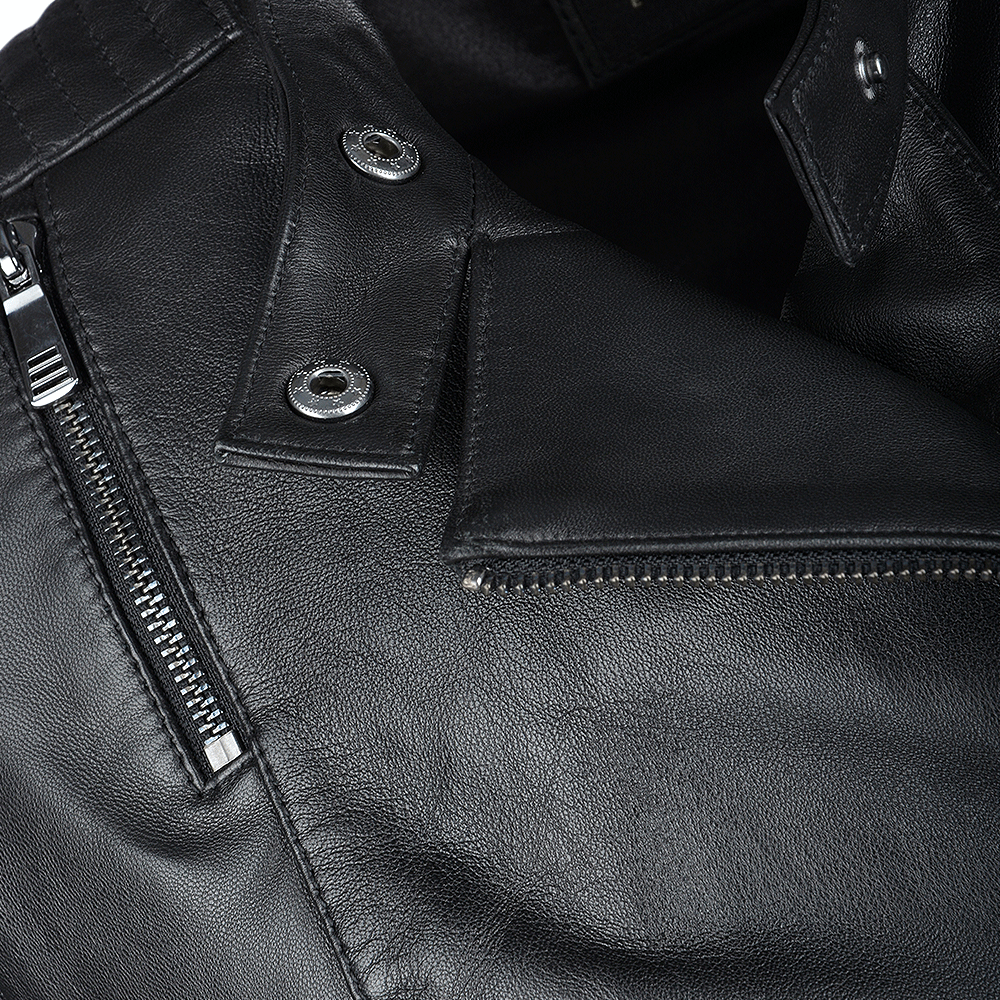 Vegetable Tanned Leather Biker Jacket Black: Z-2003