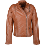 Vegetable Tanned Leather Biker Jacket Tan: Z-2003