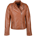 Vegetable Tanned Leather Biker Jacket Tan: Z-2003