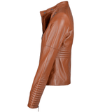 Vegetable Tanned Leather Biker Jacket Tan: Z-2003