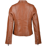 Vegetable Tanned Leather Biker Jacket Tan: Z-2003