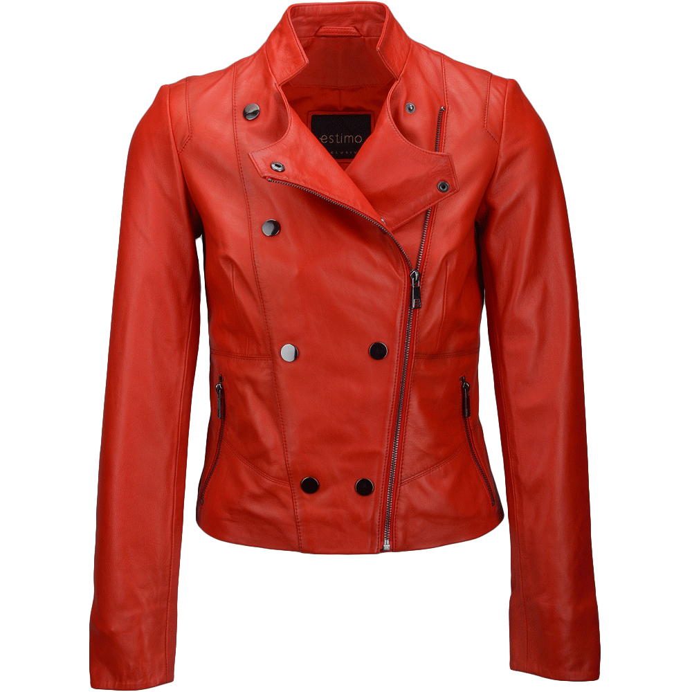 Vegetable Tanned Leather Biker Jacket Red: Z-2018