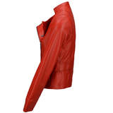 Vegetable Tanned Leather Biker Jacket Red: Z-2018