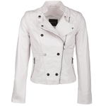 Vegetable Tanned Leather Biker Jacket White: Z-2018