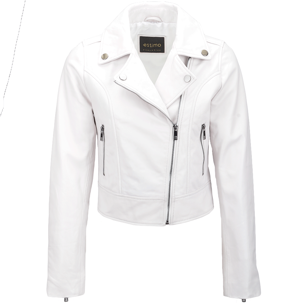 Short  Vegetable Tanned Leather Biker Jacket White: EL-102