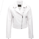 Short  Vegetable Tanned Leather Biker Jacket White: EL-102