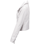 Short  Vegetable Tanned Leather Biker Jacket White: EL-102