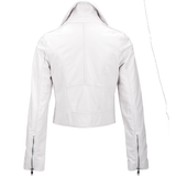 Short  Vegetable Tanned Leather Biker Jacket White: EL-102