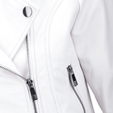 Short  Vegetable Tanned Leather Biker Jacket White: EL-102