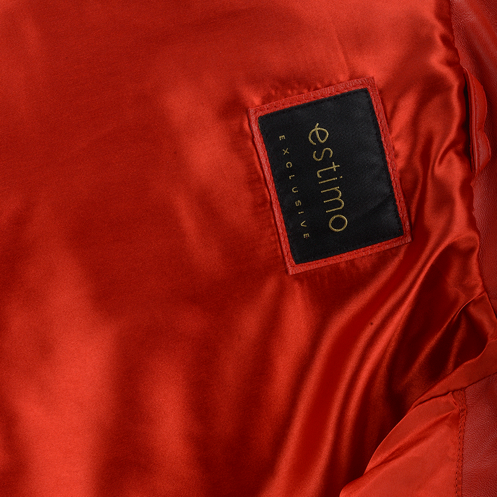 Short Vegetable Tanned Leather Biker Jacket Red: EL-102