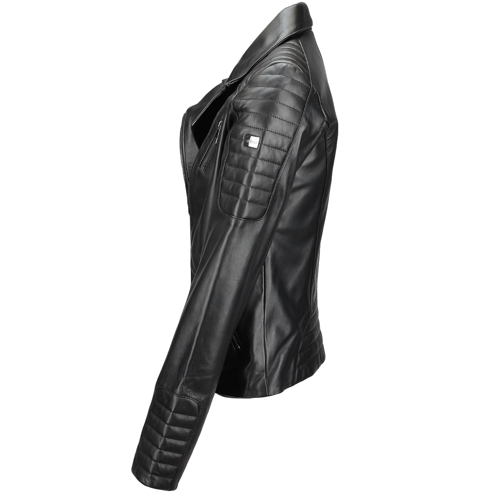 Vegetable Tanned Leather Biker Jacket Black: Z-1004