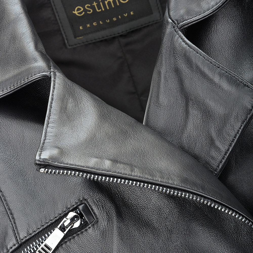 Vegetable Tanned Leather Biker Jacket Black: Z-1004