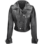 Short Vegetable Tanned Leather Biker Jacket Black: Z-2013