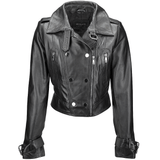 Short Vegetable Tanned Leather Biker Jacket Black: Z-2013