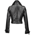 Short Vegetable Tanned Leather Biker Jacket Black: Z-2013