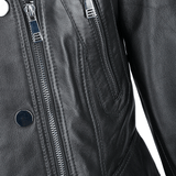 Short Vegetable Tanned Leather Biker Jacket Black: Z-2013