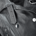 Short Vegetable Tanned Leather Biker Jacket Black: Z-2013