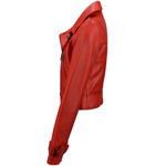 Short Vegetable Tanned Leather Biker Jacket Red: Z-2013