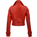 Short Vegetable Tanned Leather Biker Jacket Red: Z-2013