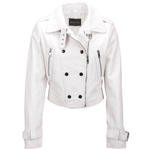 Short  Vegetable Tanned Leather Biker Jacket White: Z-2013