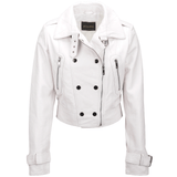 Short  Vegetable Tanned Leather Biker Jacket White: Z-2013