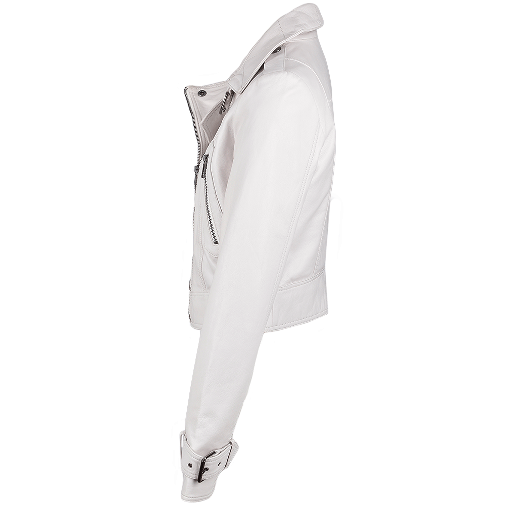Short  Vegetable Tanned Leather Biker Jacket White: Z-2013