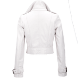 Short  Vegetable Tanned Leather Biker Jacket White: Z-2013