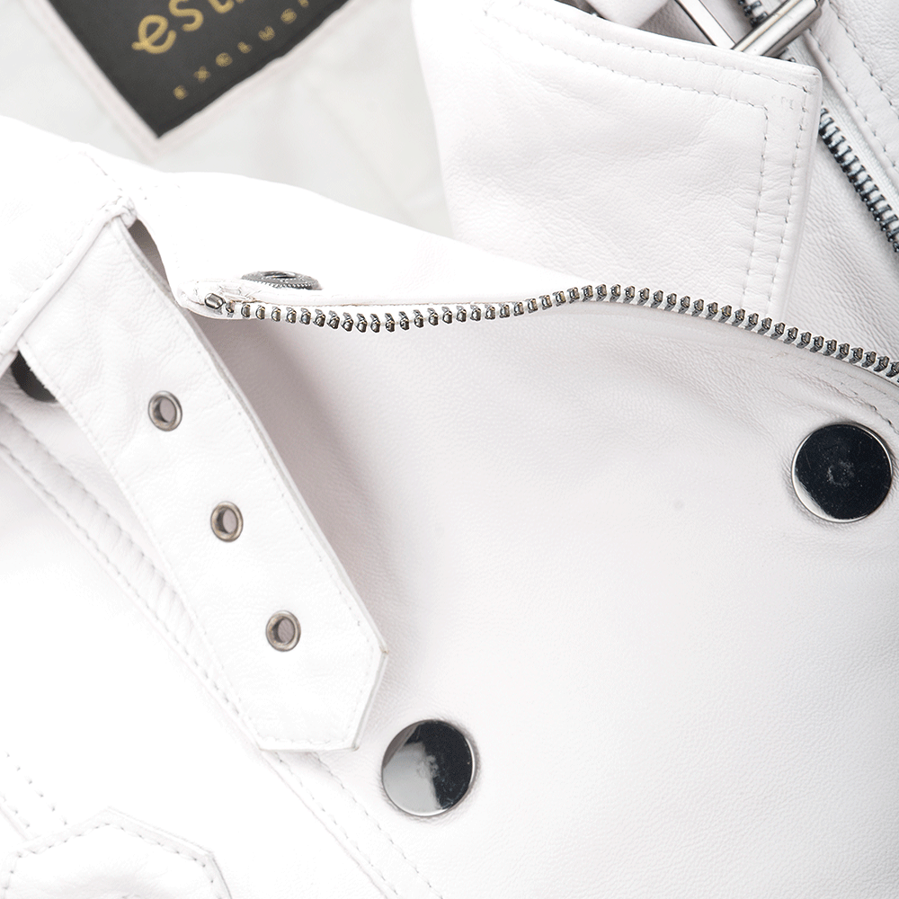 Short  Vegetable Tanned Leather Biker Jacket White: Z-2013