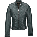 Leather Biker Jacket  Bottle Green: NANCY